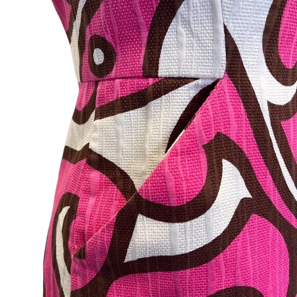 Milly of New York Dress Sleeveless Shift Size 8 Pink White Brown Print USA Made - Picture 13 of 13